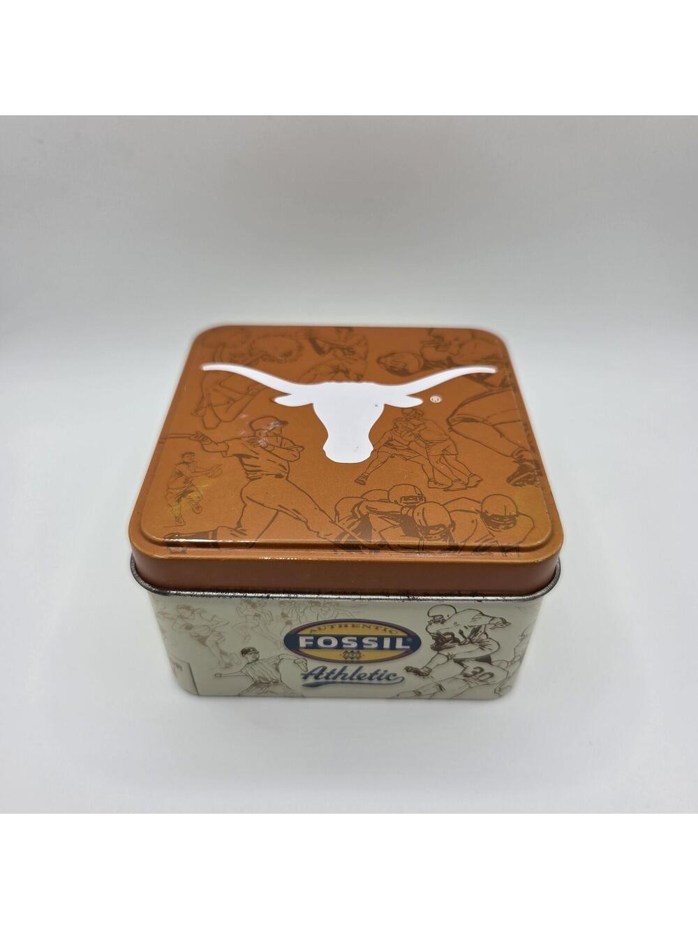 Vintage Fossil Texas Longhorns Watch Box Tin Only 2006